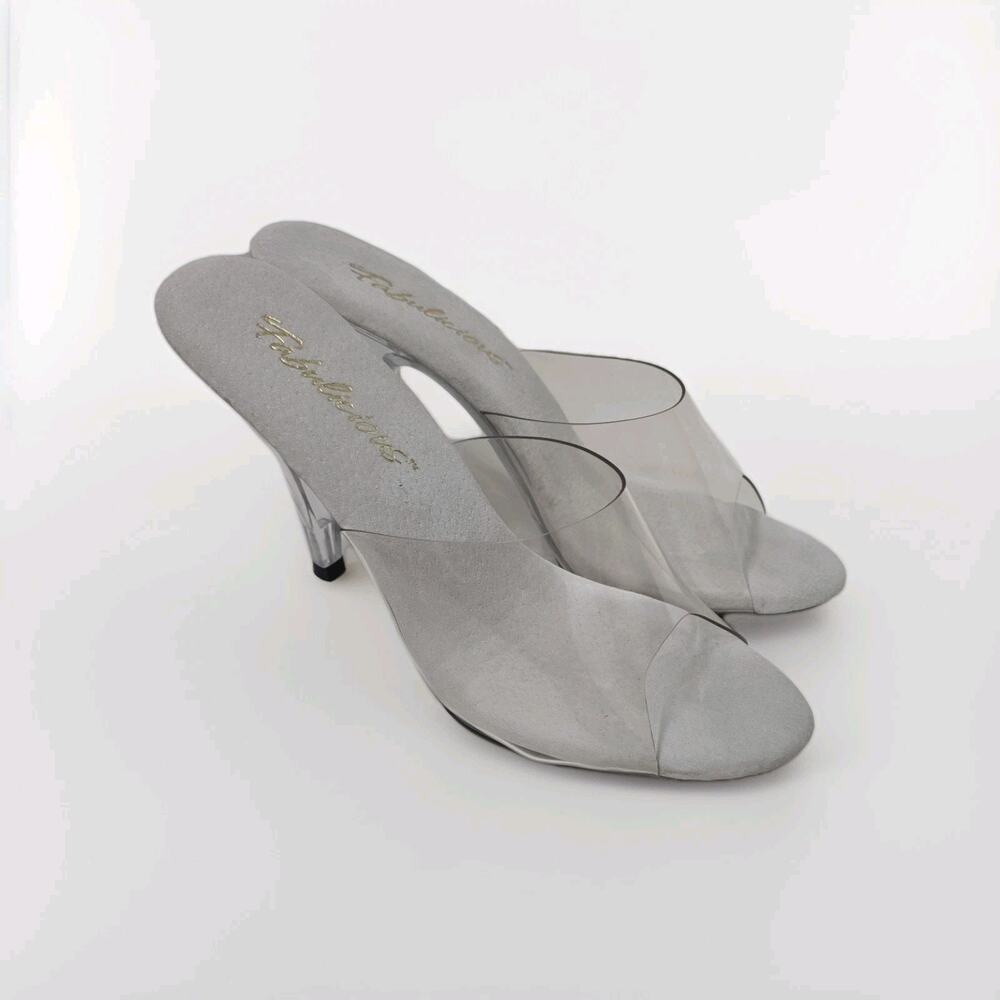 Pleaser Fabulicious Slipper Clear Stiletto Heels Slip On Mules Size 6
